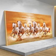 ภาพวาดผ้าใบม้าวิ่งสีขาวของตกแต่งบ้าน Wall Art Picture Gift (ไม่มีกรอบ)