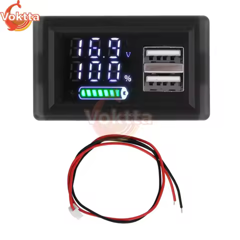 DC 9-24V Battery Capacity Indicator LED Digital Display Power Indicator USB Type-C Dual Interface Vo