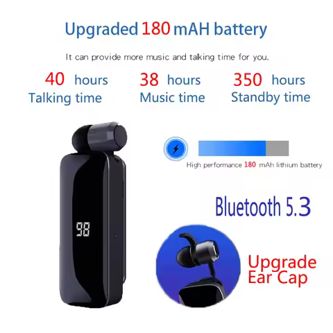 F906 Talk Time 40 Hours Bluetooth Headset BT5.3 Call Remind Vibration Sport Clip Driver Auriculares 