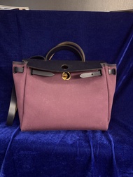 Hermes Herbag 紫色帆布拼皮手袋