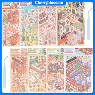 8 Sets Cute DIY 3D House Stickers PET 3D Miniature Scene Stickers Reusable for Home Decor SHOPCYC095