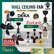 ECOLUXE E388 16'' E588 18'' DEKA MS16DC 16'' Mounted Designer Fan Remote Control DC Motor Wall Ceili