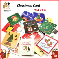 【SG】24PCS Christmas Card Creative Gift Message Card Holiday Card Postcard Christmas DIY Folding Small Card Christmas