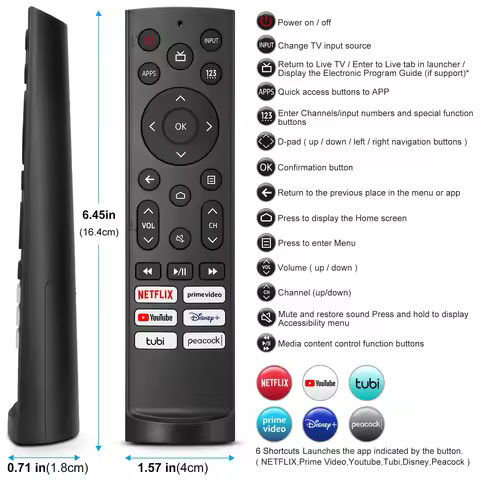 Replacement Remote Control for Hisense Android/Laser/VIDAA TVs, ERF3A90 for Hisense UHD 4K ULED Goog