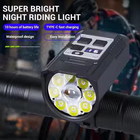 Bicycle Headlight 9 LED Bike Front Light Type-C Rechargeable Bike Lamp Ultralight Handlebar Lights W