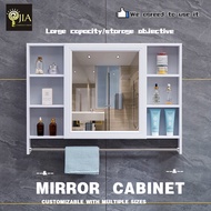 JIA Particle Moisture-proof Board, Bathroom Mirror Cabinet, Wall Mounted Bathroom Mirror with Storage Rack, Waterproof Storage Mirror Cabinet, Bathroom Dressing Mirror