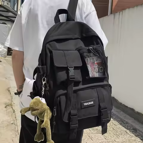 2024 Women School Backpack Black Nylon Bagpack Female Anti Theft Rucksack Casual Lady Travel Backpac