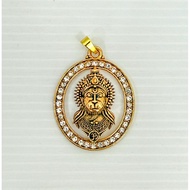 ROUND HANUMAN PENDANT WITH GOLD PLATED CHAIN