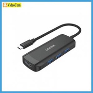 UNITEK - UNITEK H1110B uHUB Q4+, 4-in-1 USB-C to 3Port USB3.0 Hub + HDMI 4K @30Hz Ultra HD with Power Port (Micro USB), 785-2709