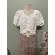 Japanese women's crop top, cream white, size s to m a84