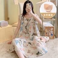 HUNTING LINEN DRESS Delivered Always WEAR AT HOME HOME DRESS VN125 with chest pad