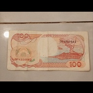 Uang Kertas 100 Rupiah Perahu Pginisi Layar Tahun 1991 original