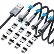 540° Rotation Magnetic Charging Cable, 3 in 1 Magnetic Phone Charger [4-Pack, 3ft/3ft/6ft/10ft] 3A F