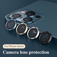 For iPhone 15 14 Plus 13 12 11 Pro Max Rear Camera Lens Metal Protector Ring With Tempered Glass