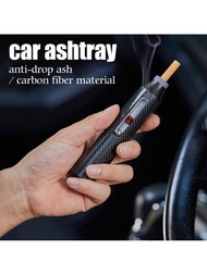 1個汽車便攜式煙灰缸,無需擊打香煙灰塵,吸煙者的便攜工具,碳纖維煙灰缸