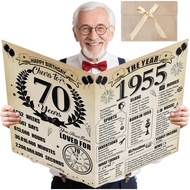 Large 70th Birthday Cards for Men Women, Vintage 1955 Happy 70th Birthday Greeting Card with Envelop