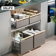 Gslife Easy to Install Kitchen Pull Out Basket Organizer Under Sink With Guide Rail