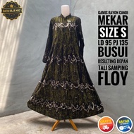 Baju Gamis Wanita Dewasa Kekinian Terbaru Syari Raya Lebaran Motif Batik Abstrak Rayon Busui Friendl