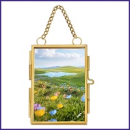 Picture Frame with Chain Hanger Metal Artwork Display Frame 2x3 Inch Glass Picture Artwork Display F