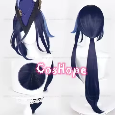 Fontaine Wig Clorinde Cosplay Wig 80cm Long Dark Blue Wig Cosplay Anime Cosplay Wig Heat Resistant S
