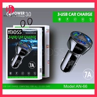 Hiranesia Car Charger Fast Charger 3 Port USB AN-66 QC 3.0 7A MICRO, TYPE C, LIGHTNING Output Saver Led