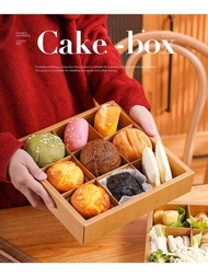 1個9格甜點蛋糕盒，泡芙麻薯盒，慕斯野餐盒，紙杯包裝盒，透明格子蛋糕和甜點包裝盒，一次性外賣盒，適合節日招待宴客，外出和野餐攜帶小吃。