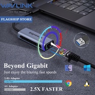 【2.5G】Wavlink 2-in-1 อลูมิเนียม gigabit เครือข่าย 10/100/1000mbps อะแดปเตอร์ LAN 2500 Mbps Gigabit USB C และ USB 3.0 อะแดปเตอร์อีเธอร์เน็ตซึ่งเข้ากันได้กับ Type-C/Thunderbolt 3 หรือ USB