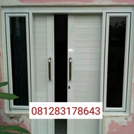 pintu sliding aluminium 2 daun + jendela