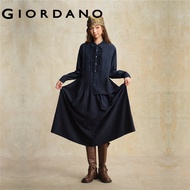 GIORDANO WOMEN Asymmetric pleated hem shirt dress 18465229