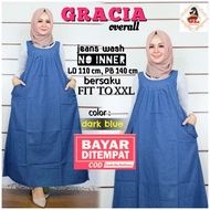 Gracia Overall Rok Jeans Wanita Terbaru Jumpsuit Jeans Jumbo XXL Setelan Kaos - Gamis Maxy Jeans Non