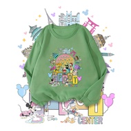Epcot Center Theme Sweatshirt World Landmark+Disney Character Print Trendy Round Neck Top