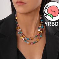 YRBWDYZDH Beaded Necklace, Double-layer Irregular Colorful Necklace, Women Trend Exaggerate Elegant 