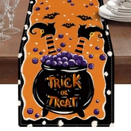 1pc, Halloween Table Runner Trick Or Treat Orange Seasonal Fall Kitchen Dinning Table Decoration For