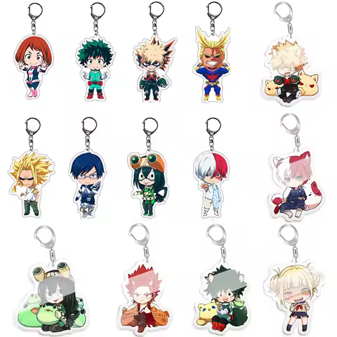 Anime Hero MHA Midoriya Izuku All Might Asui Tsuyu Todoroki Shoto Cosplay Key Pendant Props Acrylic 