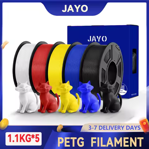 JAYO 5Roll PETG/PETG Clear 3D Printer Filament 1.75 ±0.02mm 1.1kg/roll High Toughness Neatly Wound F