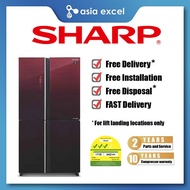 SHARP SJ-VX57PG-DM 567L MAROON MULTI DOOR REFRIGERATOR