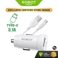 ROBOT Car Charger Type C Cable Original RT-C13 - 2 USB Ports A USB C Car Charger/