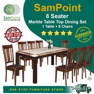 Bvhome_8 Seater Marble Table Top Dining Set_1 Table + 8 Chairs/Set Meja Makan 8 Orang_ Ready Stock + Free Shipping