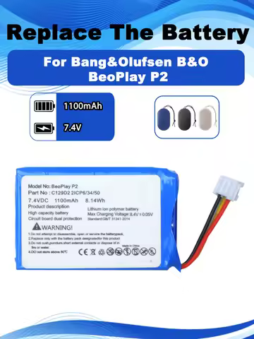 7.4V 1100mAh Replacement Battery For Bang&Olufsen B&O BeoPlay P2 Bluetooth Speaker