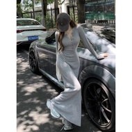 Fall fashion 3-color long cold dress