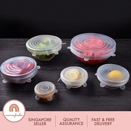 Singapore Ready Stock 6pcs Reusable Silicone Food Pot Lid Bowl Cover Wrap Stretchable Preservative Film Stretch Lids