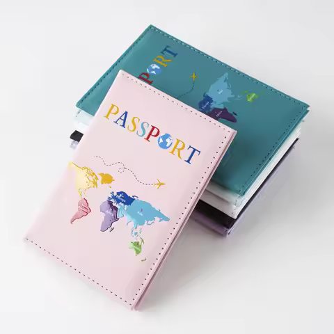2025 New Color Letter Map Printed Passport Holder Passport Cover Ticket Clip Passport Wallet Travel 