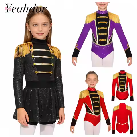 Majorette Outfits Girls Cosplay Drum Major Military Parade Marching Band Drummer Leotard Circus Ring