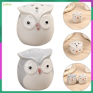 Decorative Small Spice Container Owl Ceramic Jar Cute Owls Kitchen 2 Pcs  jinduo