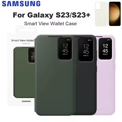 Original For Samsung Smart View Wallet Smartphone Case for Galaxy S23 S23+ S23 Plus Smart Flip Mobil