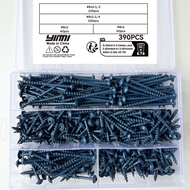 Pocket Hole Screws Assortment Kit 390pcs in 4 Sizes #8 x 1" 1-1/4" 2" 2-1/2" Coarse Thread Wood Scre