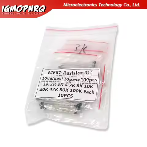 100PCS=10value*10pcs NTC Thermistor Resistor Kit NTC-MF52AT 1K 2K 3K 4.7K 5K 10K 20K 47K 50K 100K +-