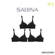 (Set 3 ชิ้น) Sabina Perfect Bra Level 1 เสื้อชั้นใน ไร้ตะเข็บ ไร้โครง รหัส NBD24002BK - สีดำ