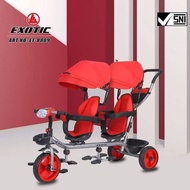Exotic Sepeda Anak Bayi Balita Dorong Roda 3 Tricycle Exotic ET8809 2 Kursi Red