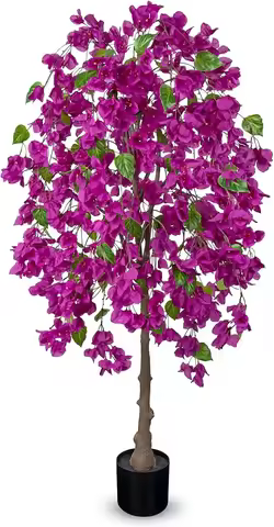 Black Silk Bougainvillea Tree 59in Fake Floral Plant Realistic Trunk Home Office Outdoor Decor